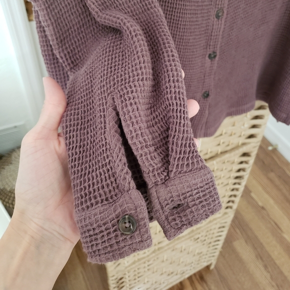 🌴 Billabong Odyssey Shacket Kona Brown Waffle Knit 100% Cotton Medium Shirt 🌴 - Picture 9 of 9